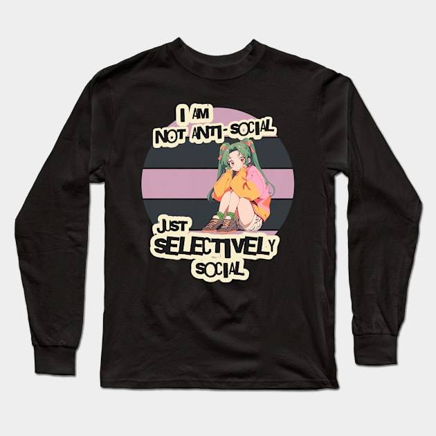 I am not anti-social anime girl Long Sleeve T-Shirt by CrystalJ 